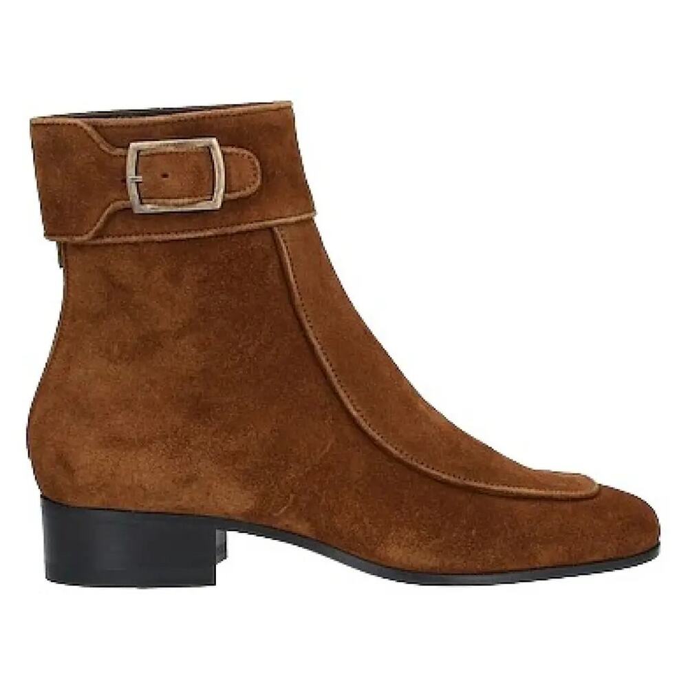 SAINT LAURENT Miles 30 Suede Otterproof Ankle Boots Land Brown Sz 44/US 11 $1300